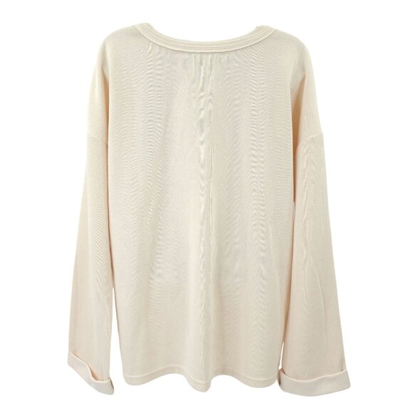 Cream Pullover Top Sweater Women XL NWT Cuffed Long Sleeve Casual Knit Merokeet - Picture 2 of 13